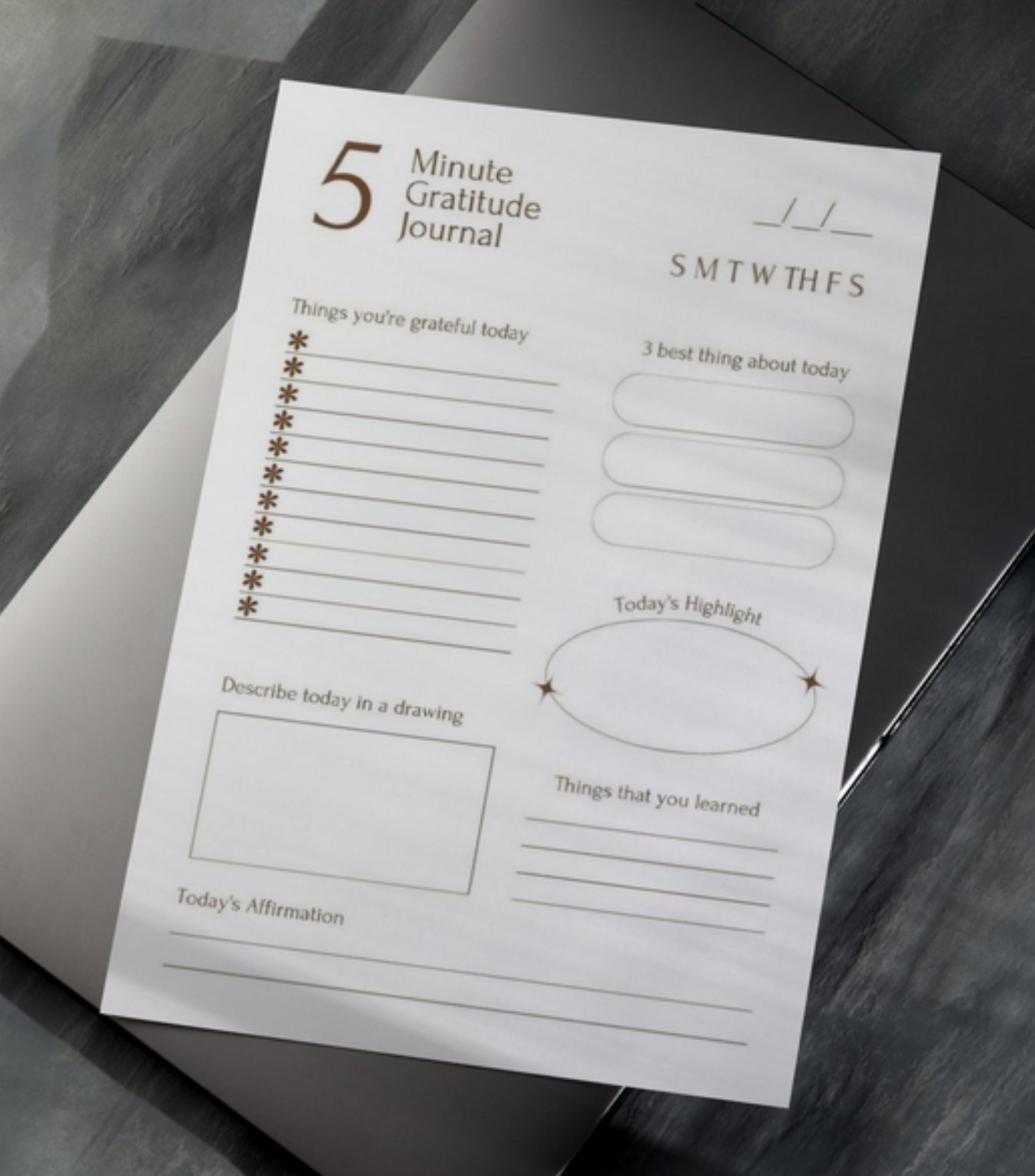 5 Minute Gratitude Journal Notepad