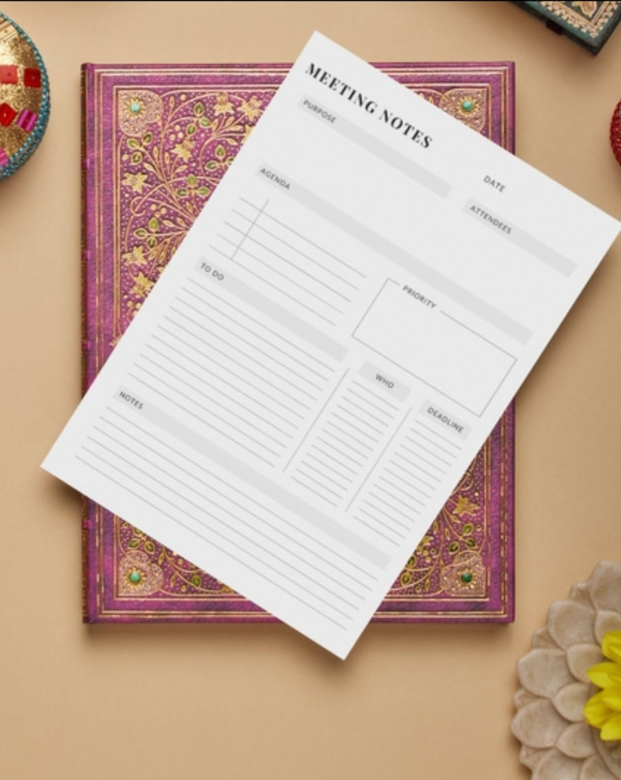 Focused Meeting Tracker Notepad