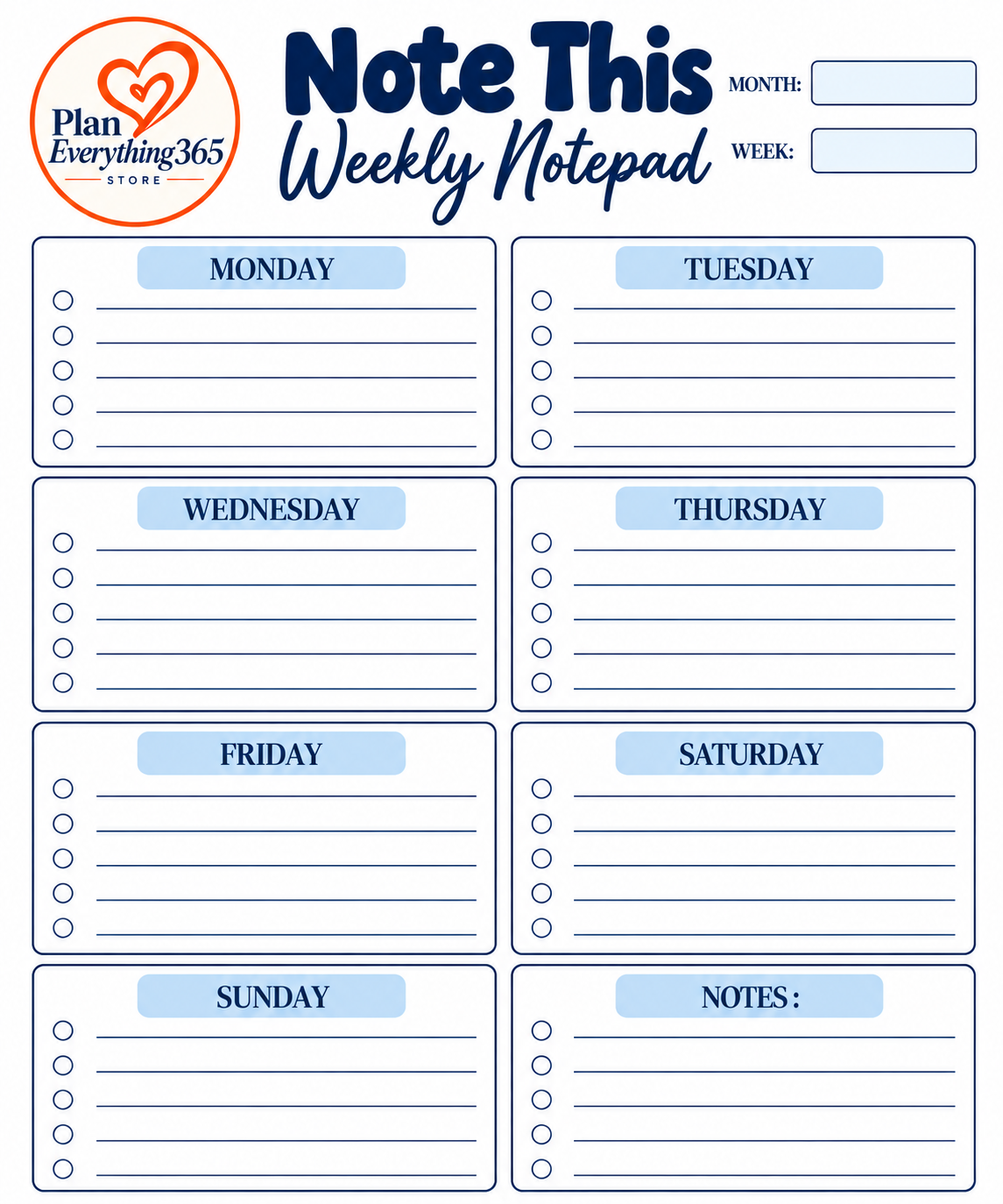 Note This Weekly Productivity Notepad
