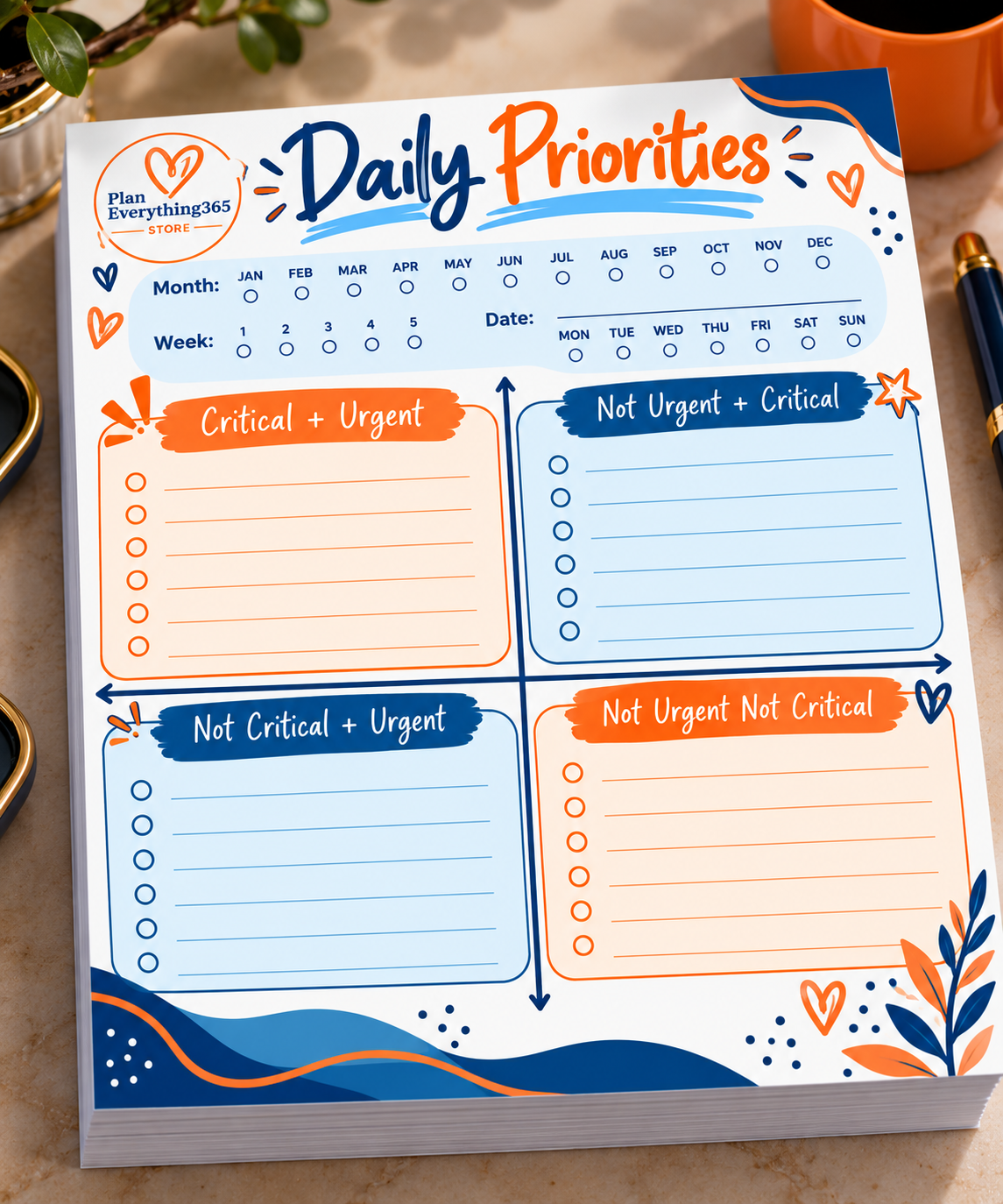 Daily Priorities Productivity Notepad
